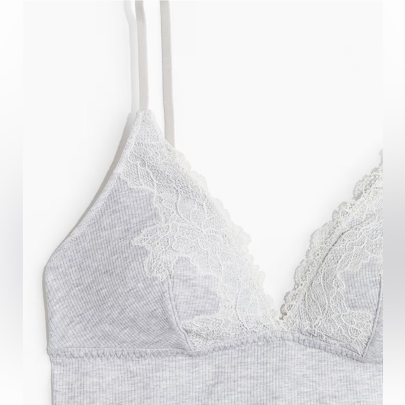 Lace Trim Gray Cotton Bralette Never Worn Brand New - Picture 4 of 6
